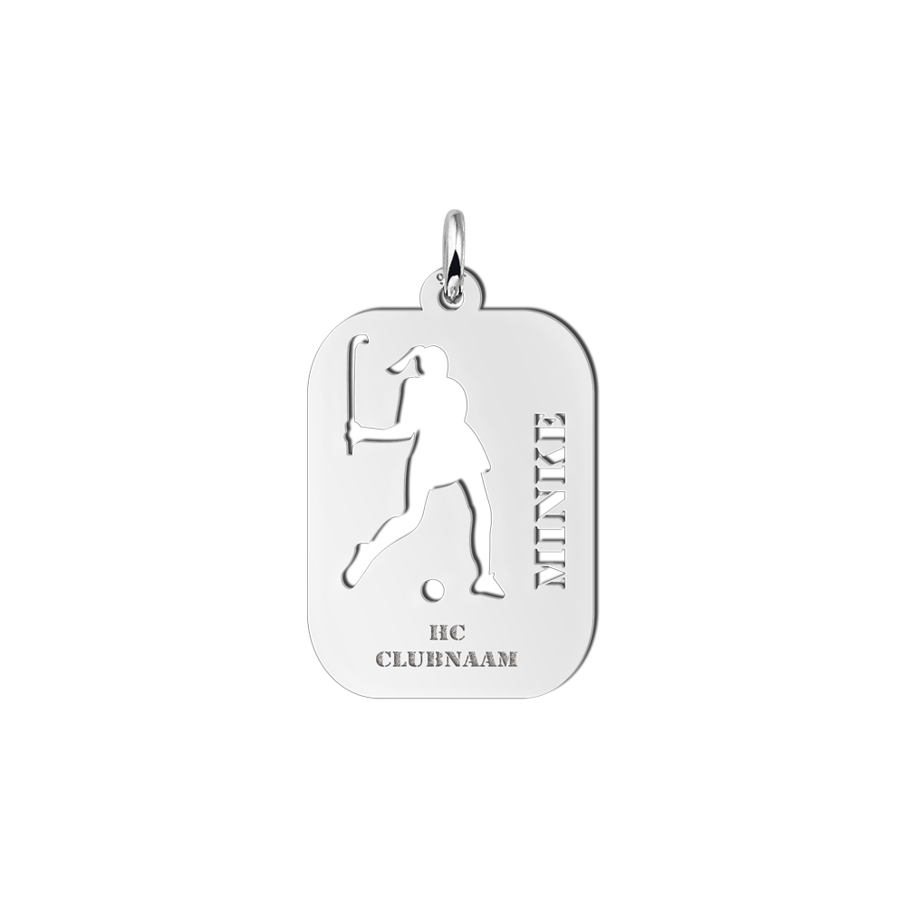 Silver field hockey pendant, ladies