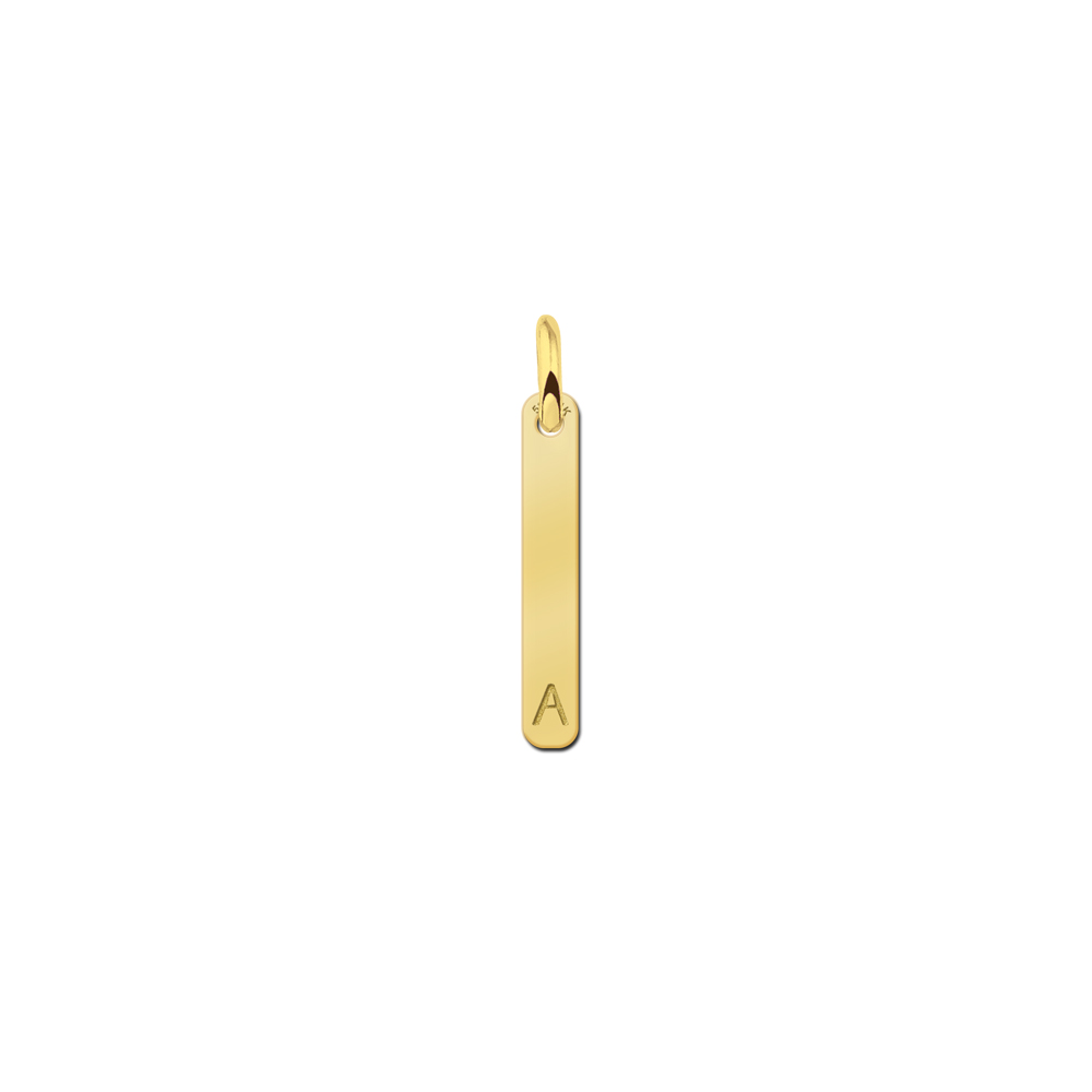 Gold minimalist bar pendant with initial