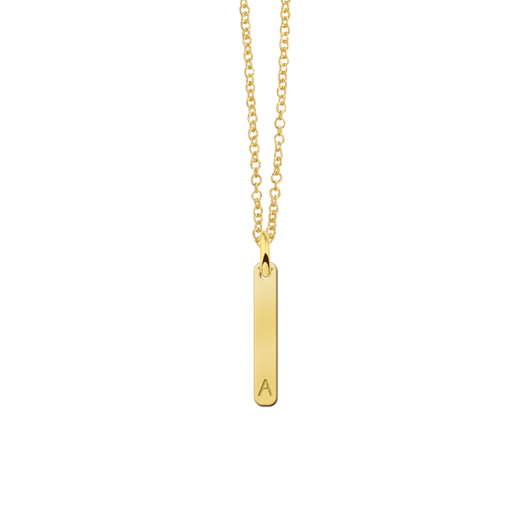 Gold minimalist bar pendant with initial