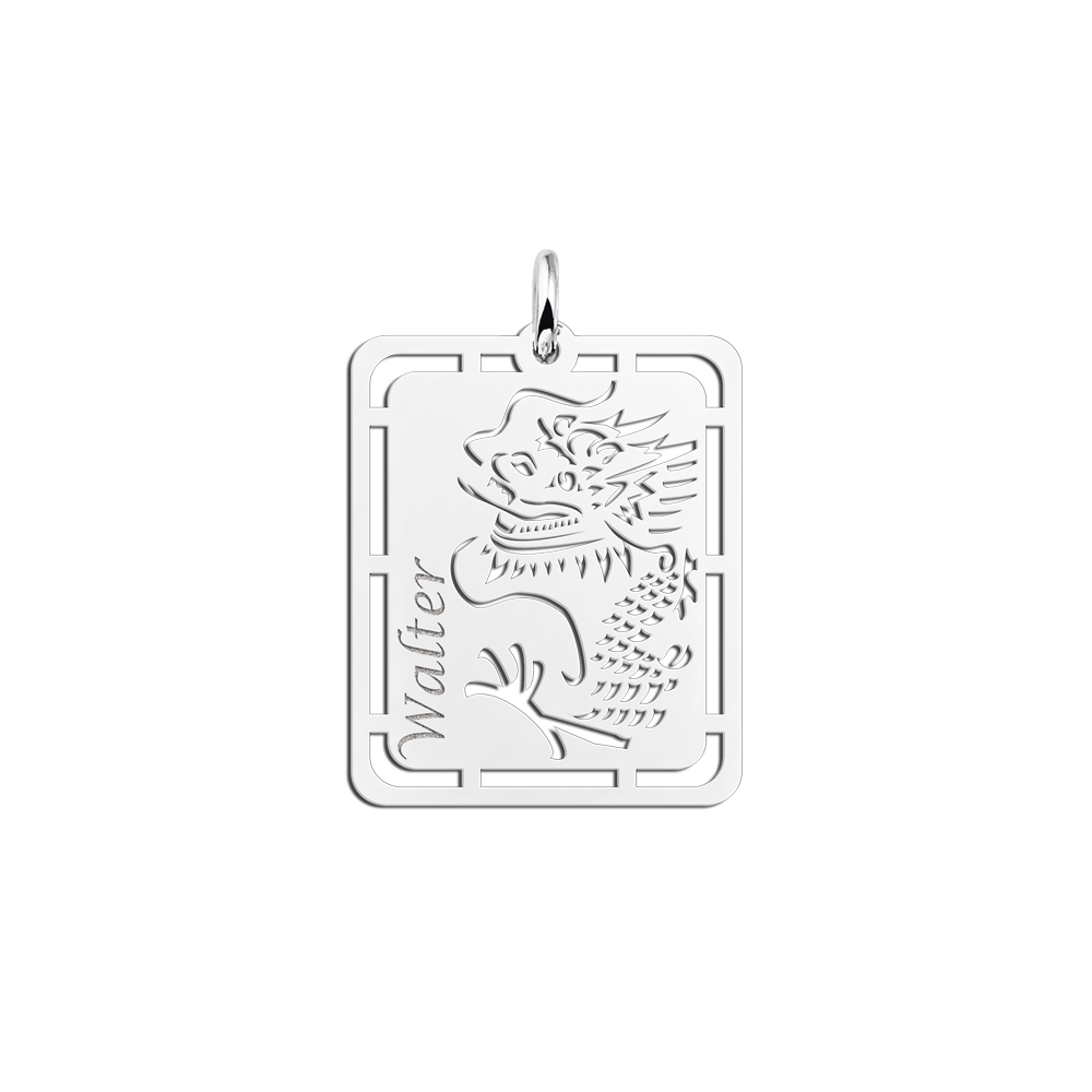 Silver Men's Pendant with Chinese Dragon