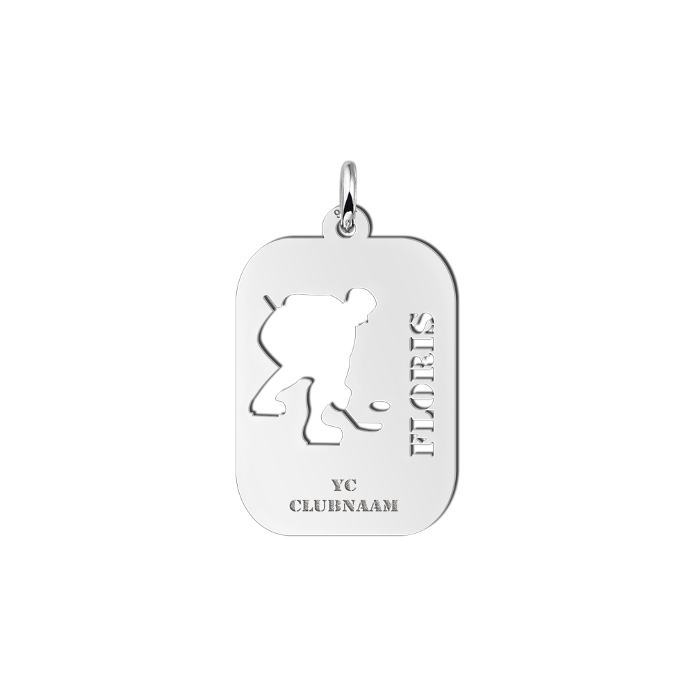 Silver ice hockey pendant