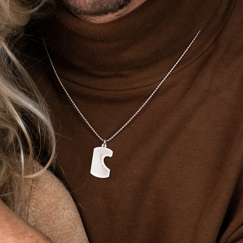 Silver friendship pendant dogtag and heart