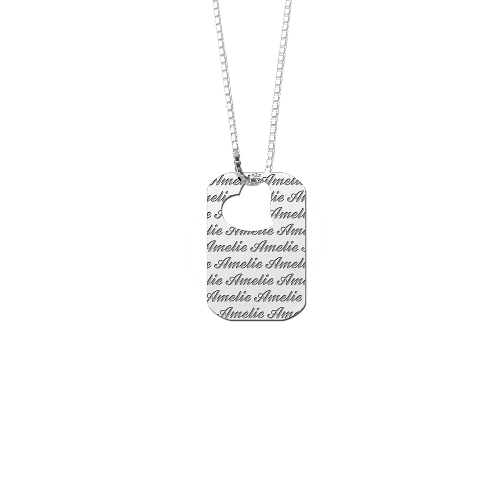 Silver Necklace Engraved Dogtag
