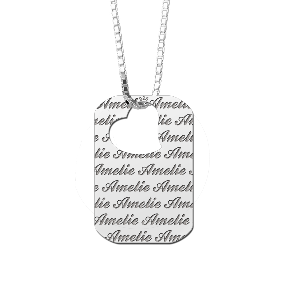 Silver Necklace Engraved Dogtag