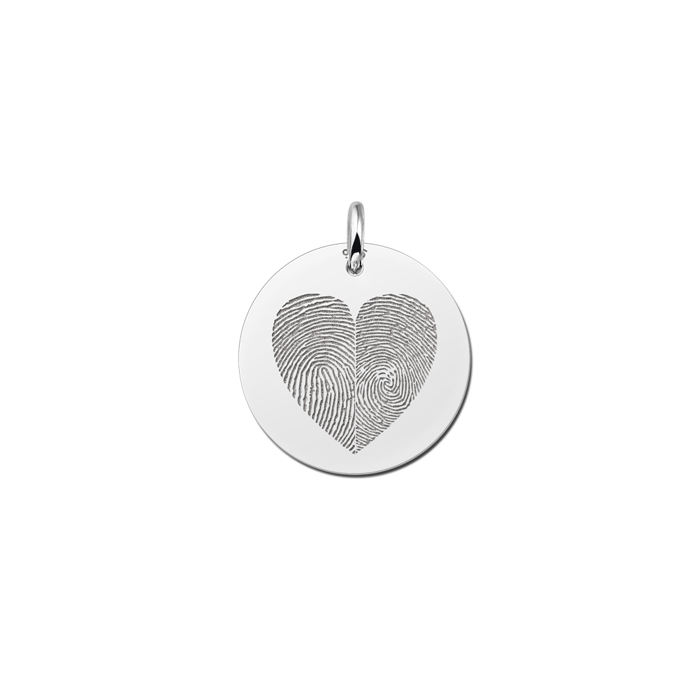 Pendant with two fingerprints in heart shape