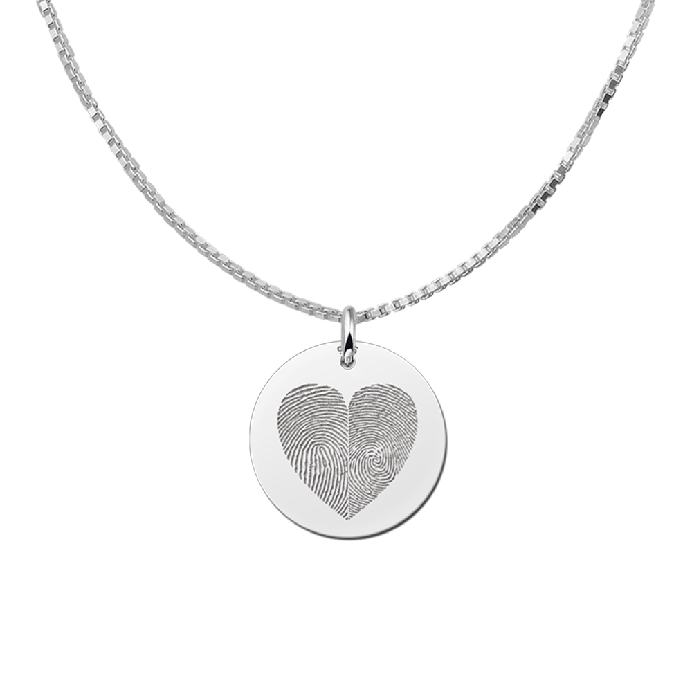 Pendant with two fingerprints in heart shape