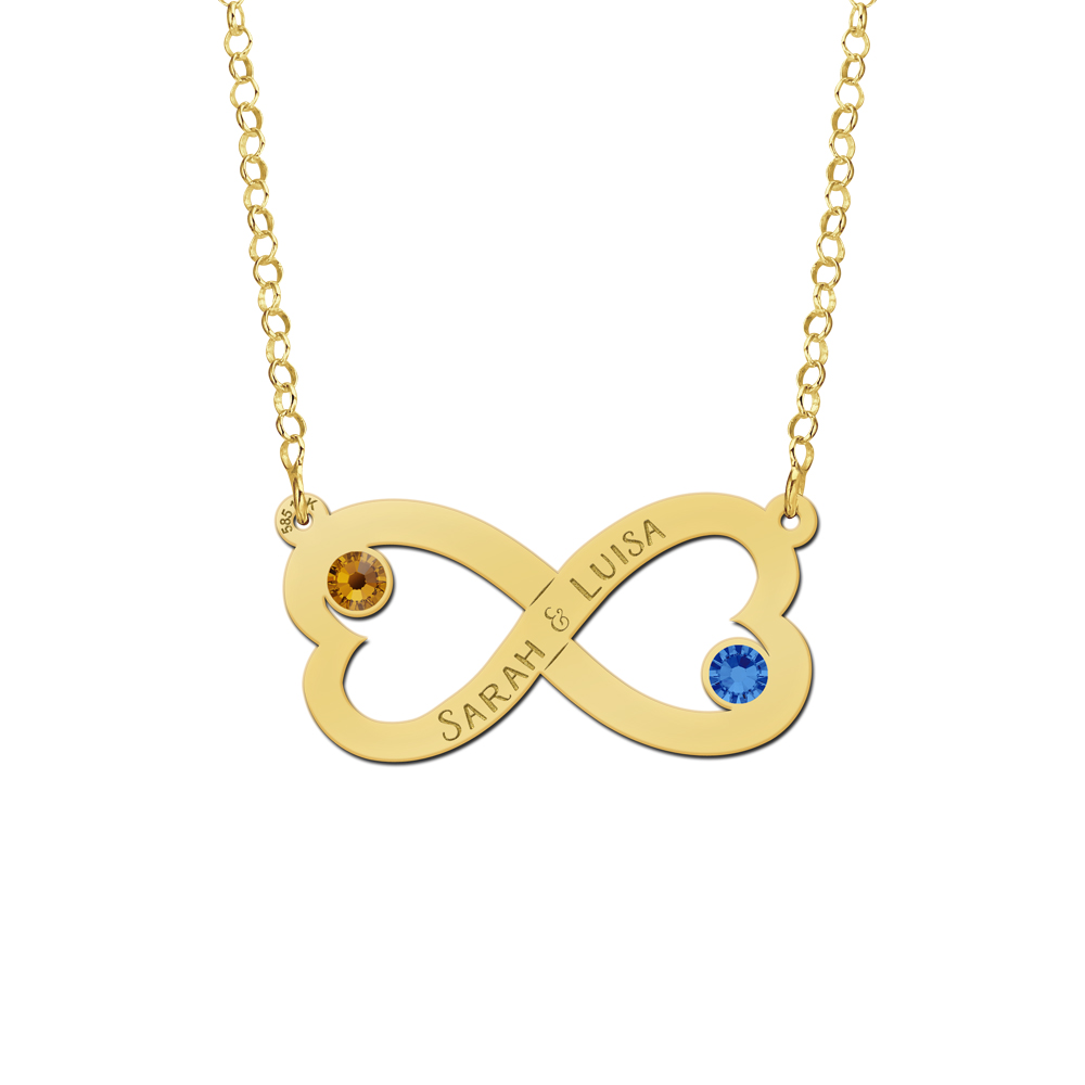 Infinity necklace with birthstone in gold
