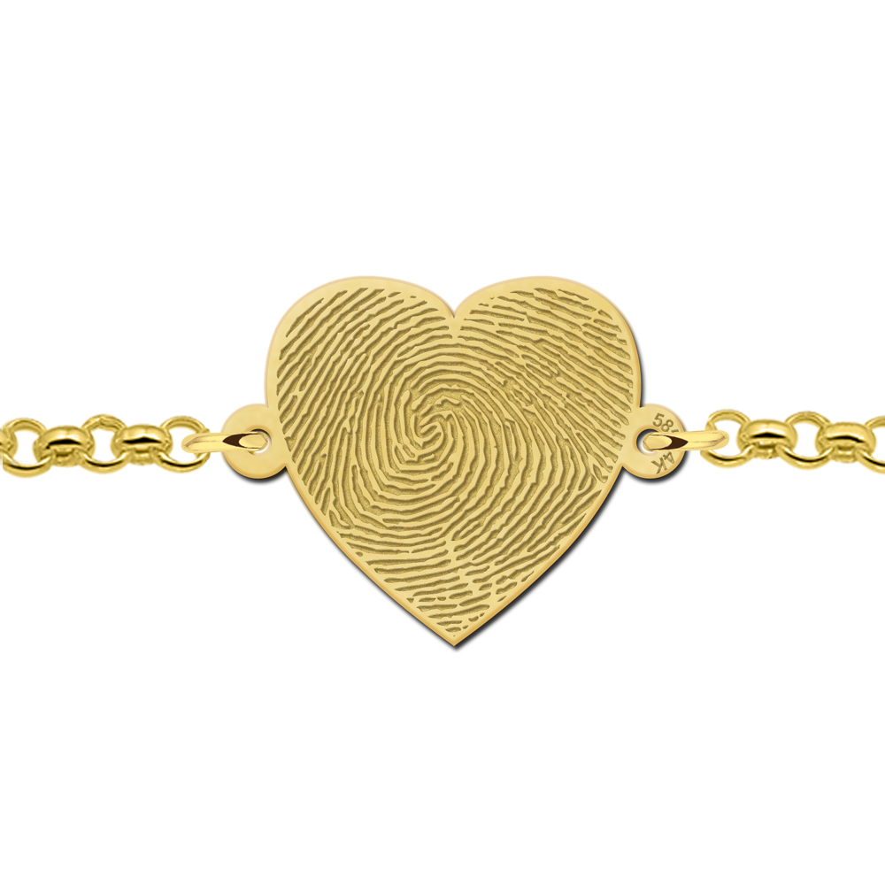 Golden fingerprint bracelet heart shape