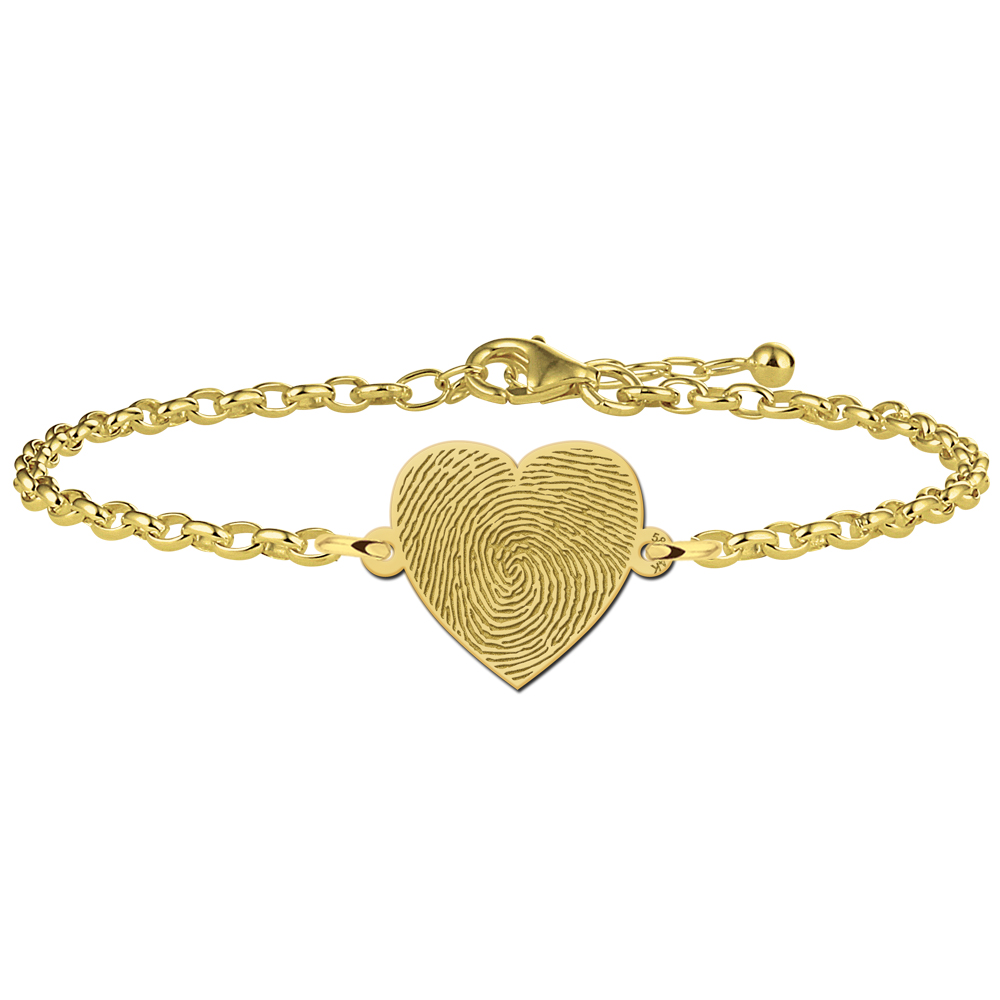 Golden fingerprint bracelet heart shape