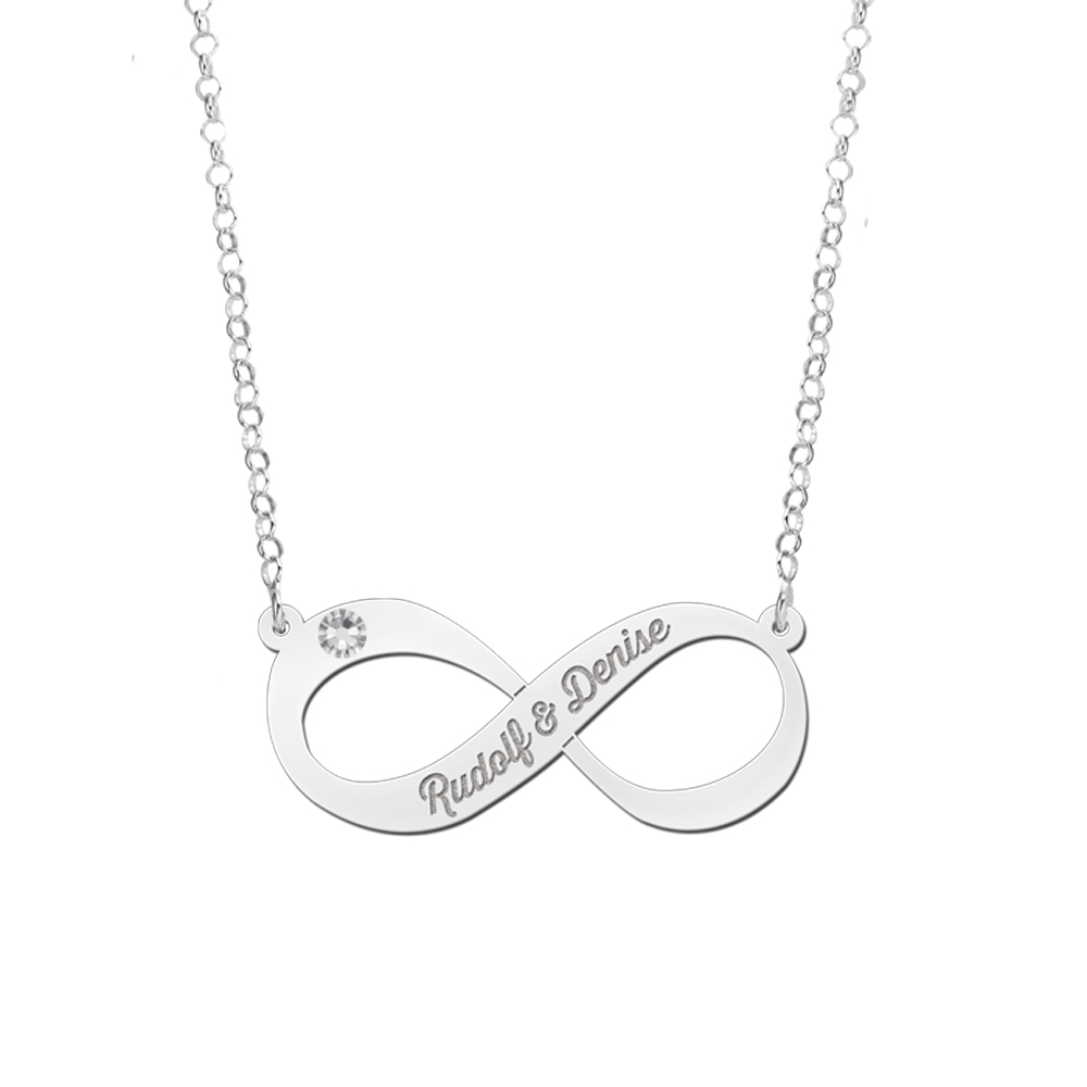 Silver Infinity Necklace With Zircon