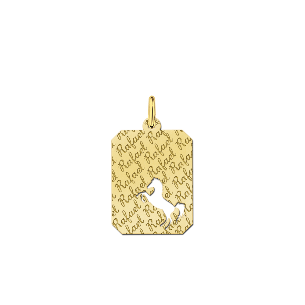 Golden Engraved Repeat Nametag Horse
