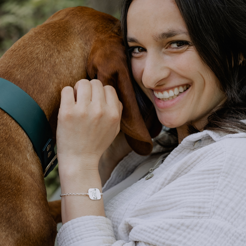 Silver dog bracelet dachshund