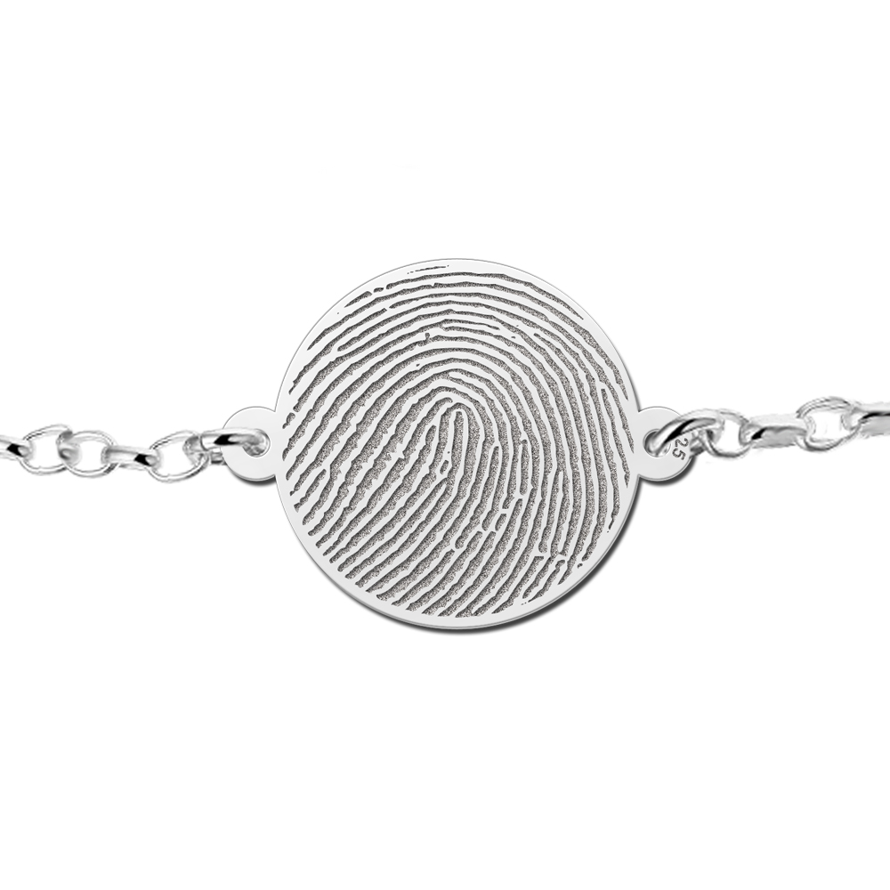 Silver fingerprint bracelet round
