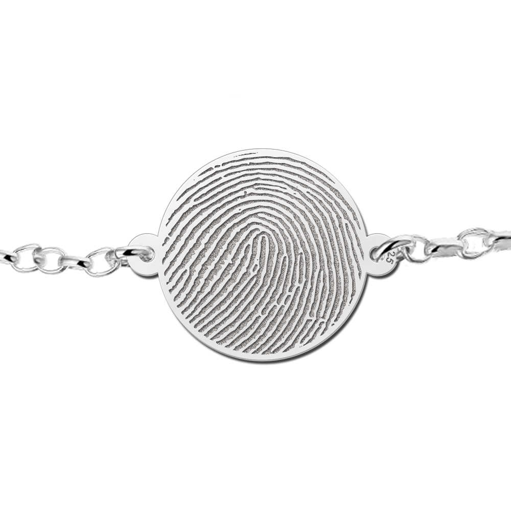 Silver fingerprint bracelet round