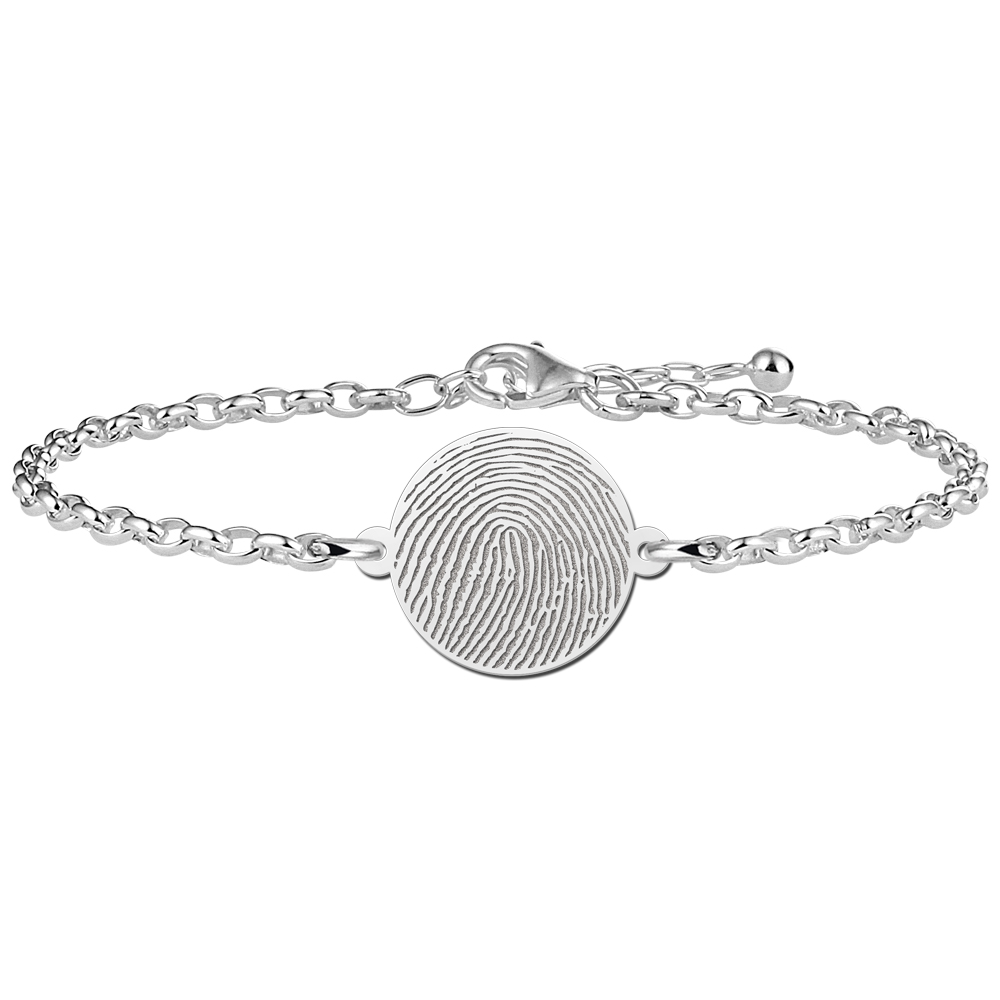 Silver fingerprint bracelet round