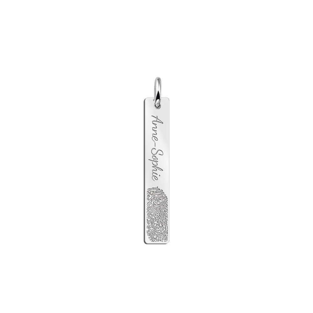Silver pendant bar with own fingerprint