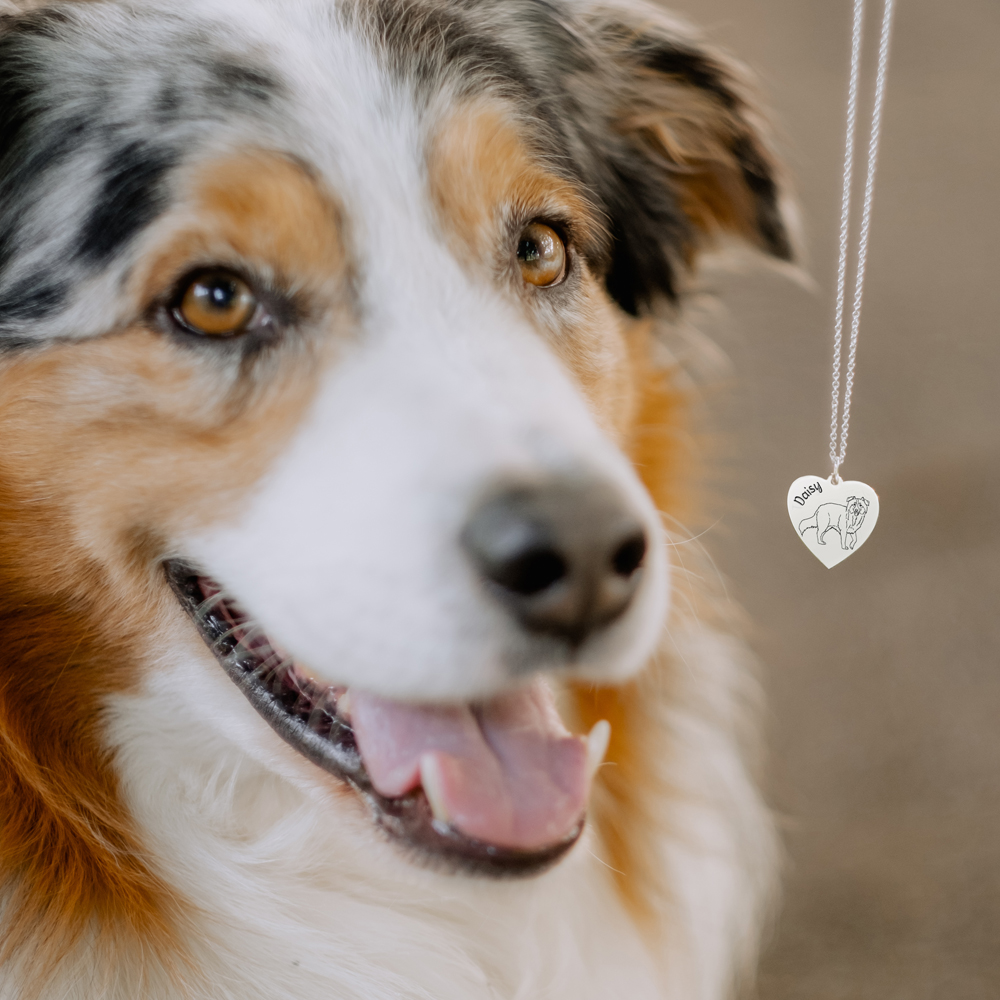 Silver name necklace with dog Golden Retriever