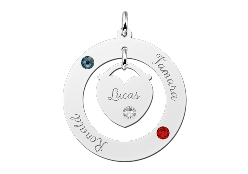 Silver birth pendant family