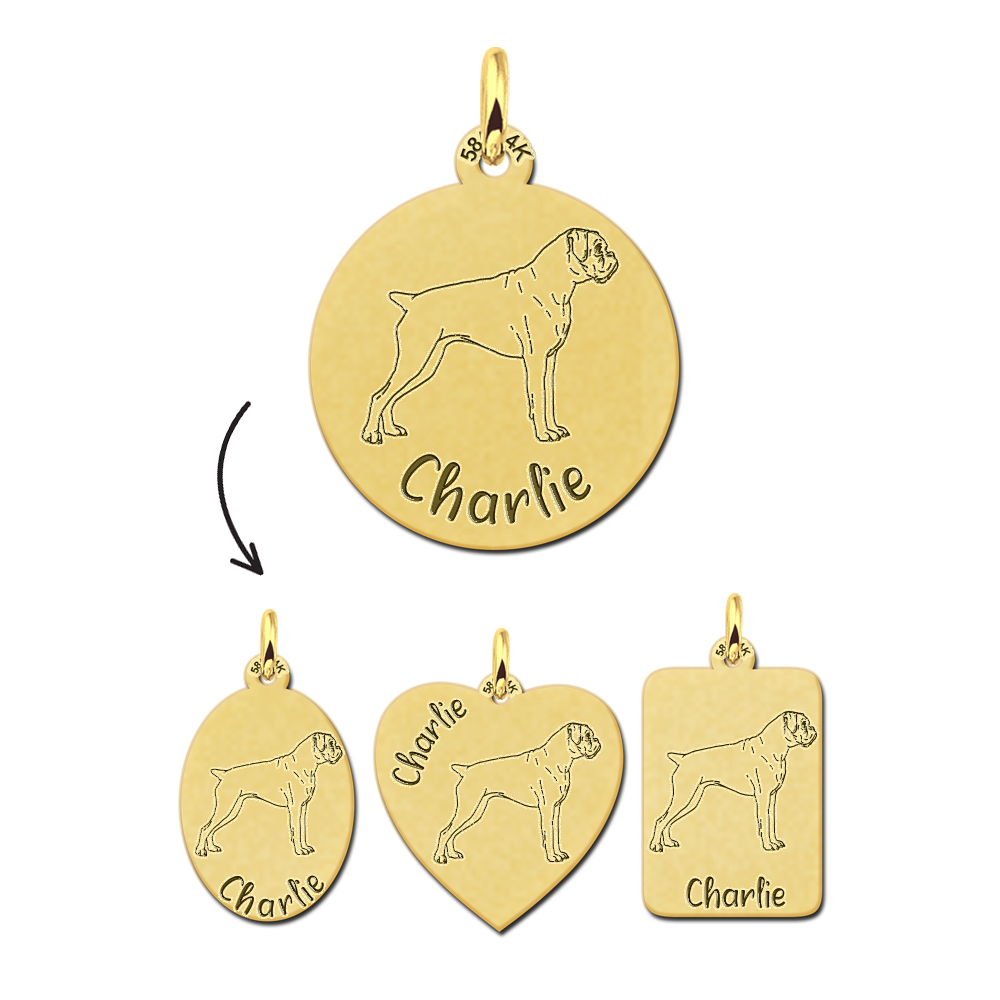 Gold pet necklace with engraving Dogo Argentino