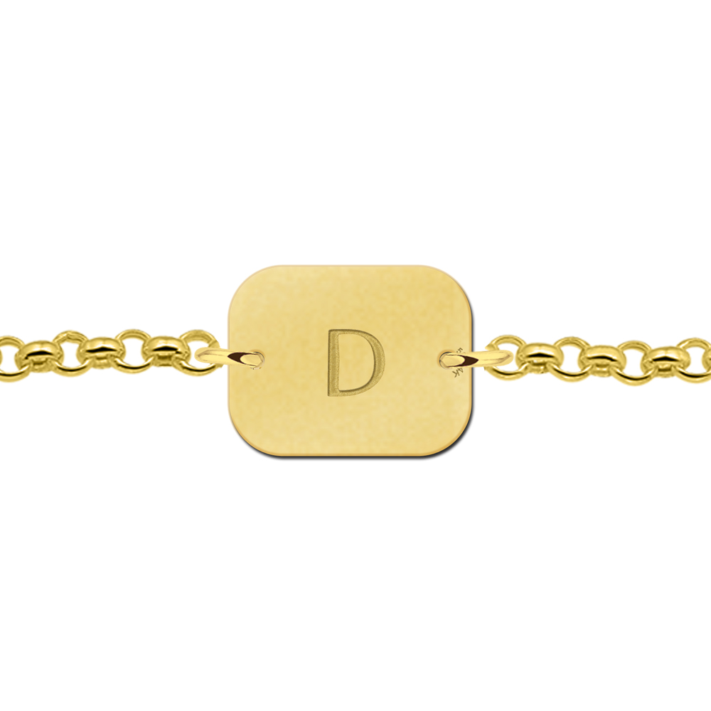 Golden initial bracelet rectangle