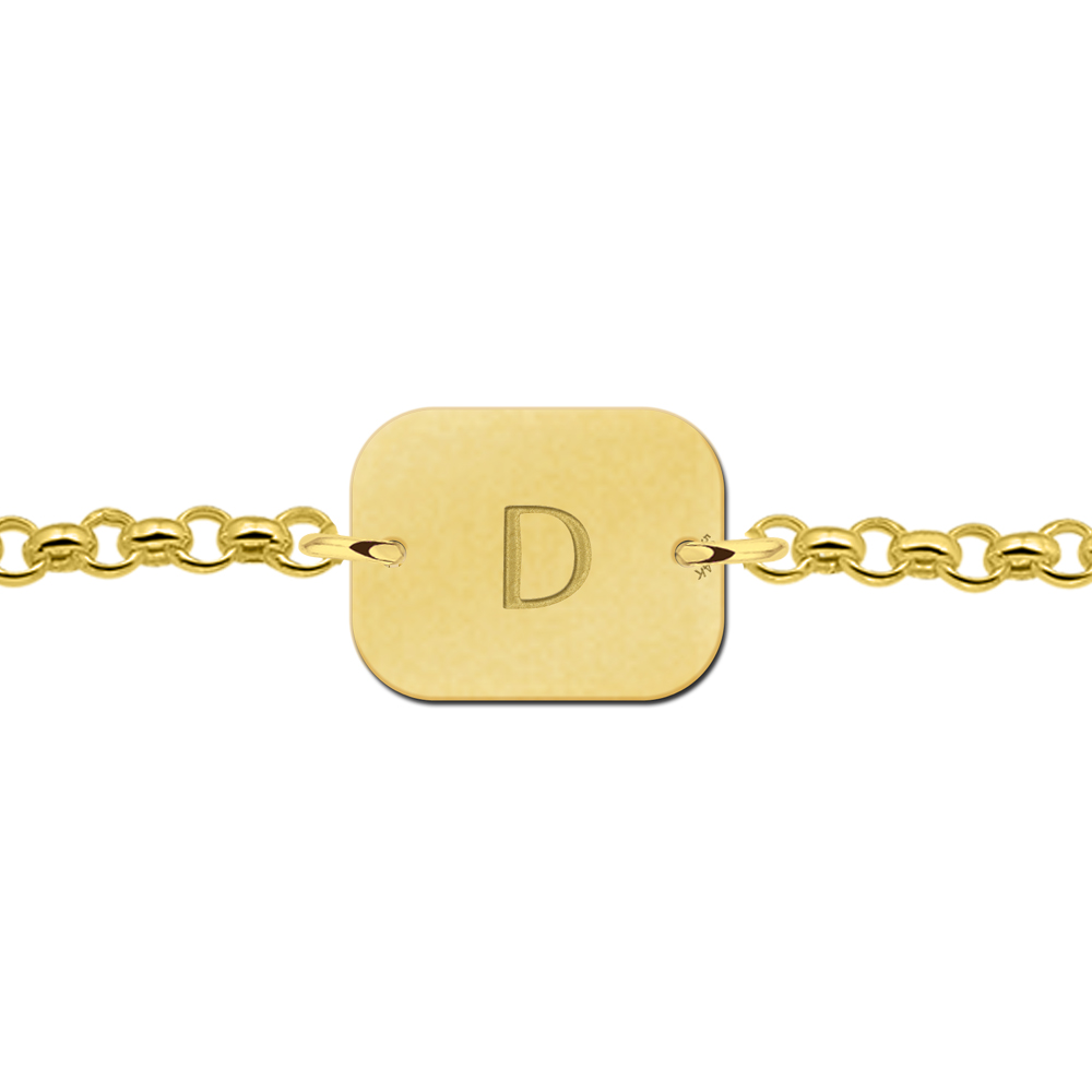 Golden initial bracelet rectangle