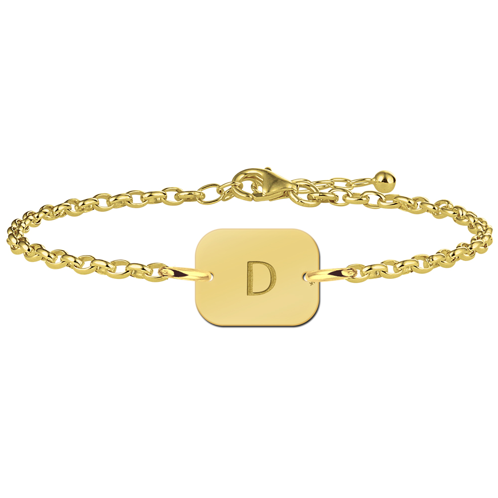 Golden initial bracelet rectangle