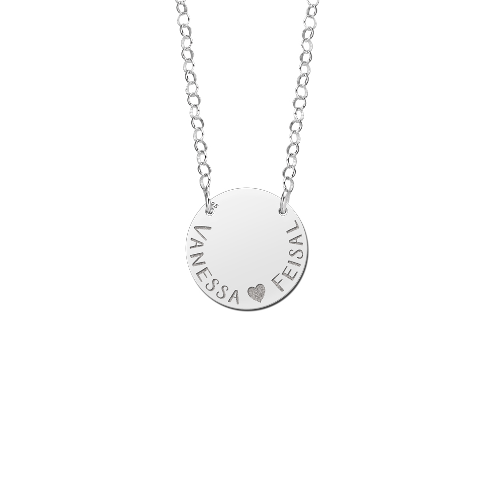 Silver minimalist pendant with 2 names