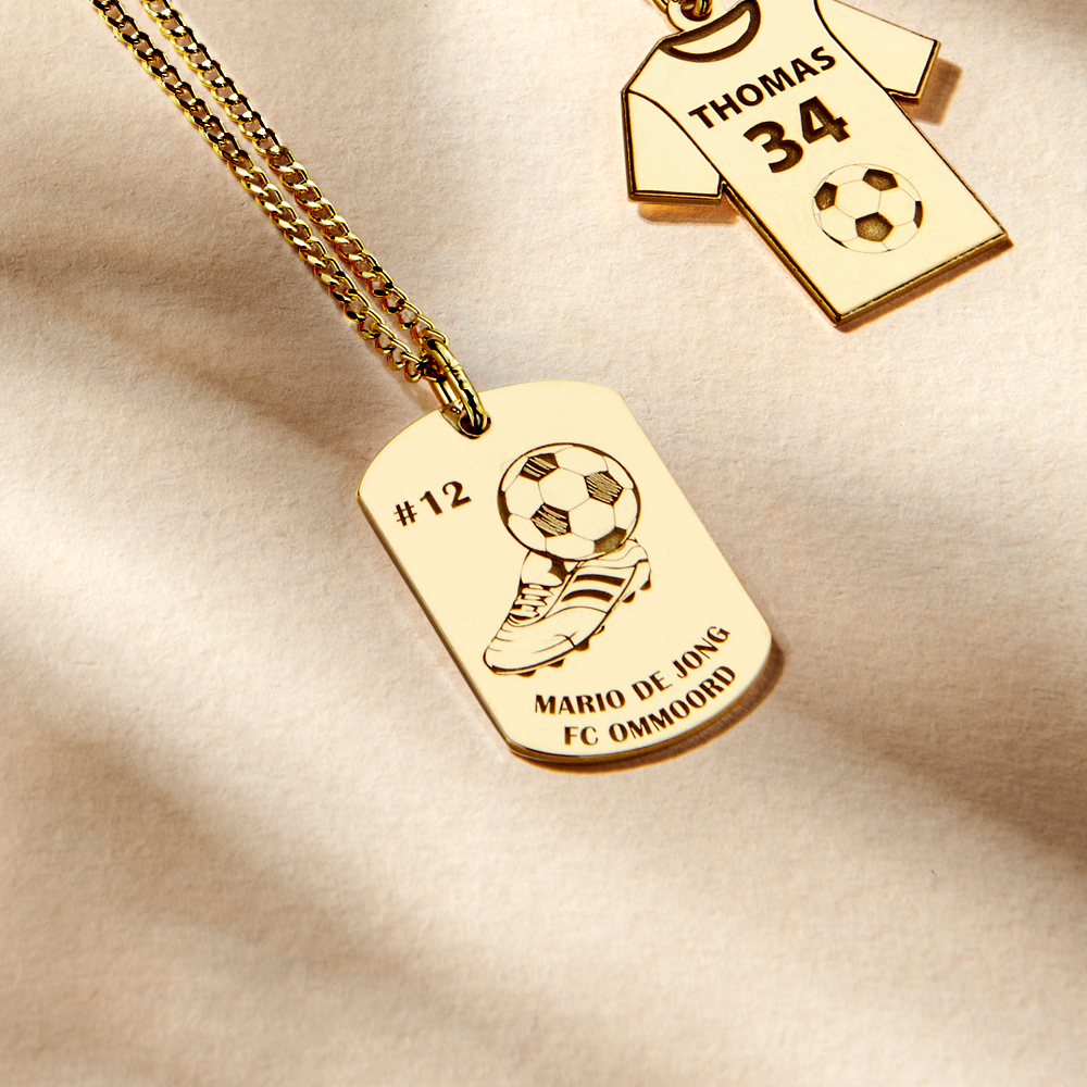 Gold soccer dogtag pendant