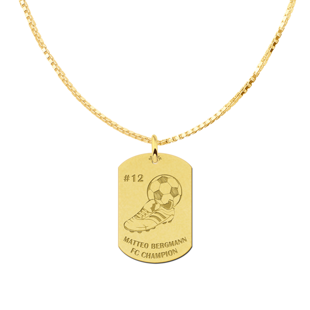 Gold soccer dogtag pendant