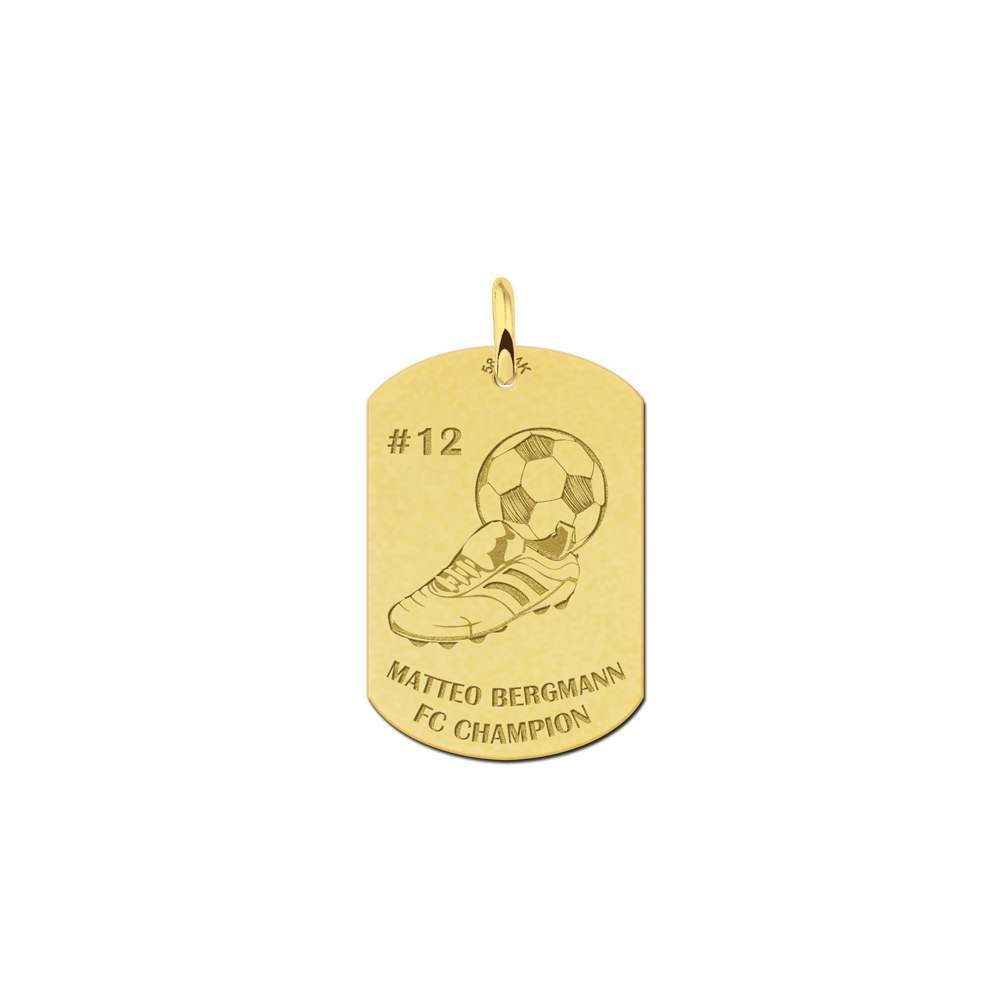 Gold soccer dogtag pendant