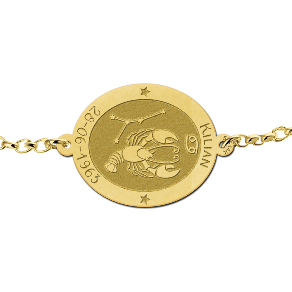 Golden zodiac bracelet oval Cancer