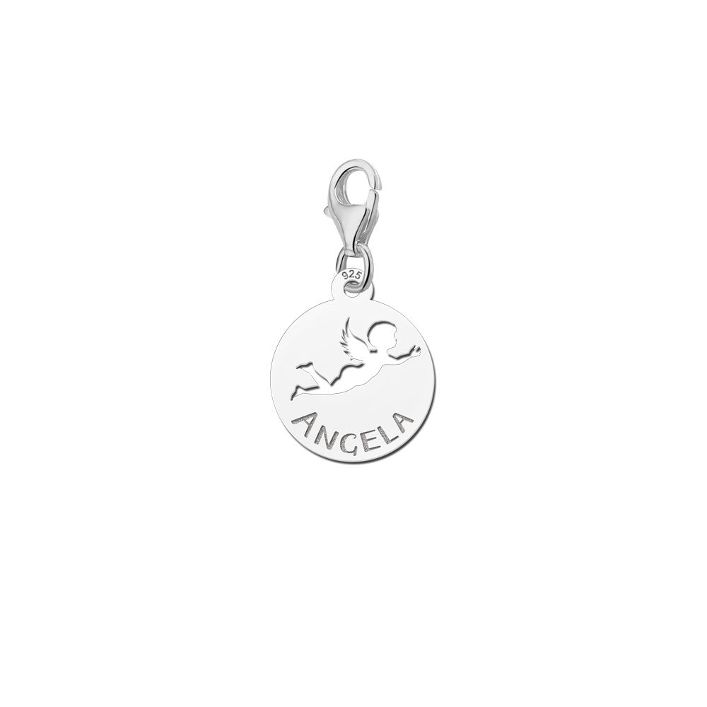 Silver charm Angel with name