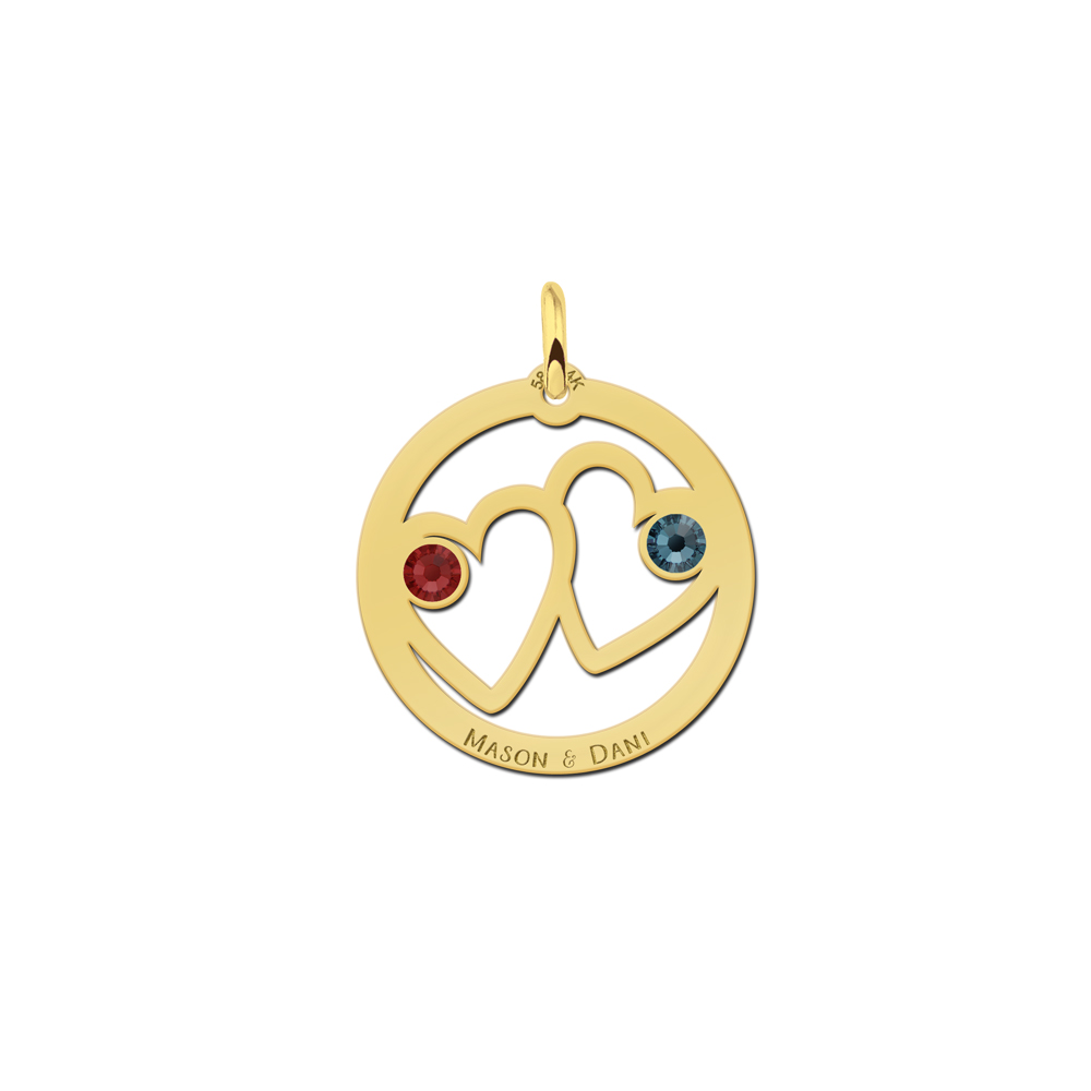 Gold heart pendant with birtsthone