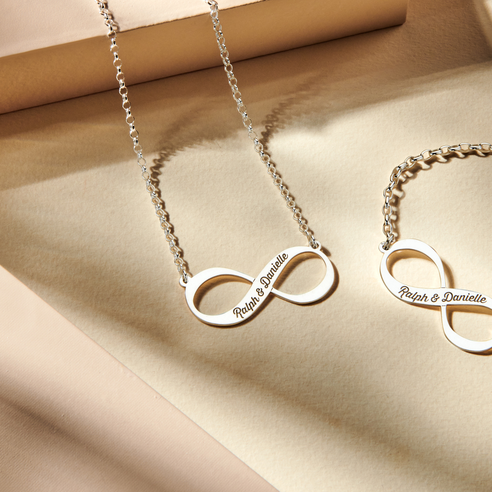 Silver Infinity Necklace with name