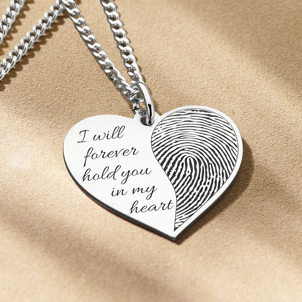 Silver Fingerprint Heart Shaped Jewellery