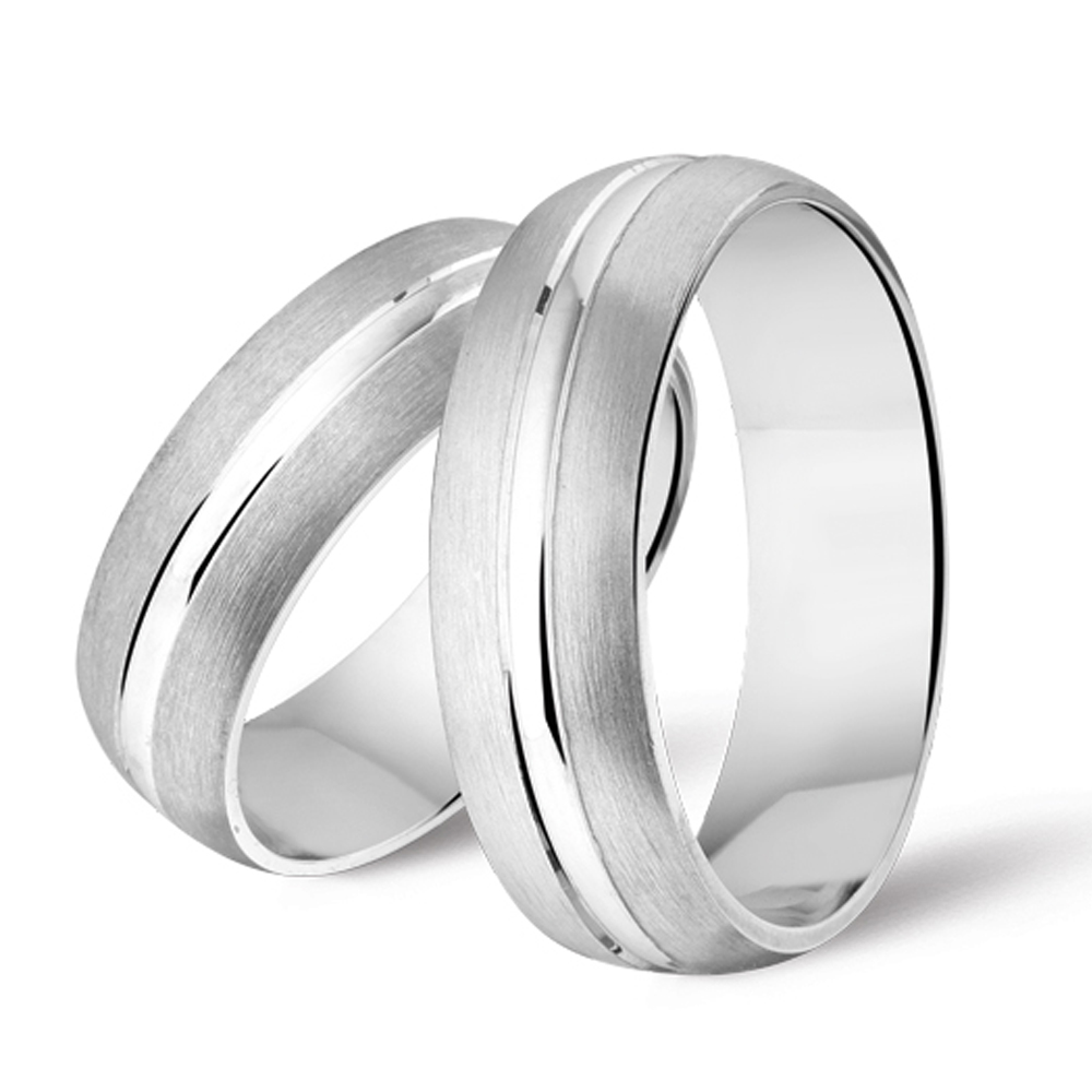 Silver friendship rings brushed with polished line