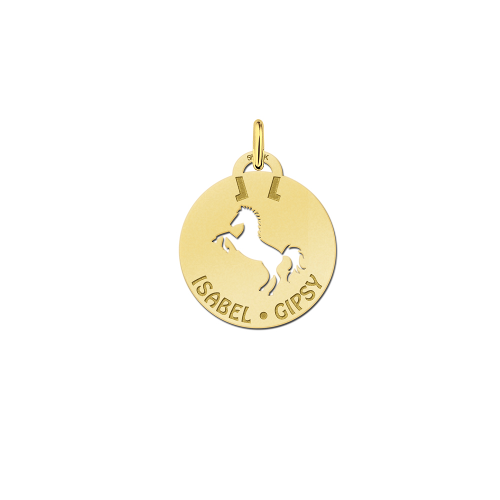 Gold Pet Namependant Round Horse