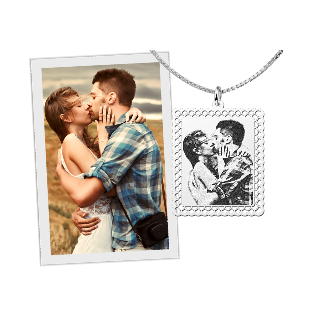 Photo necklace rectangle silver