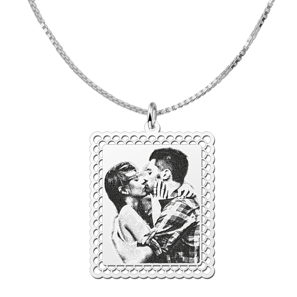 Photo necklace rectangle silver