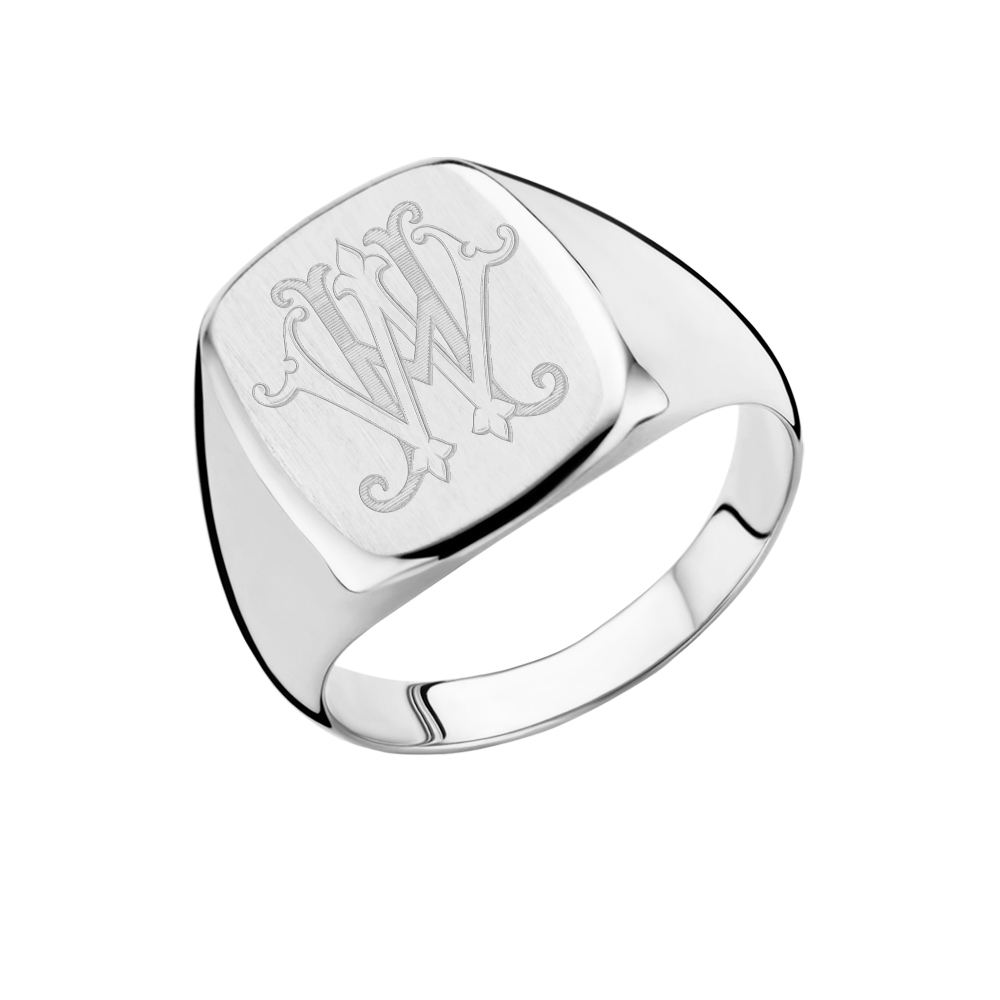 925 sterling silver signet ring with monogram
