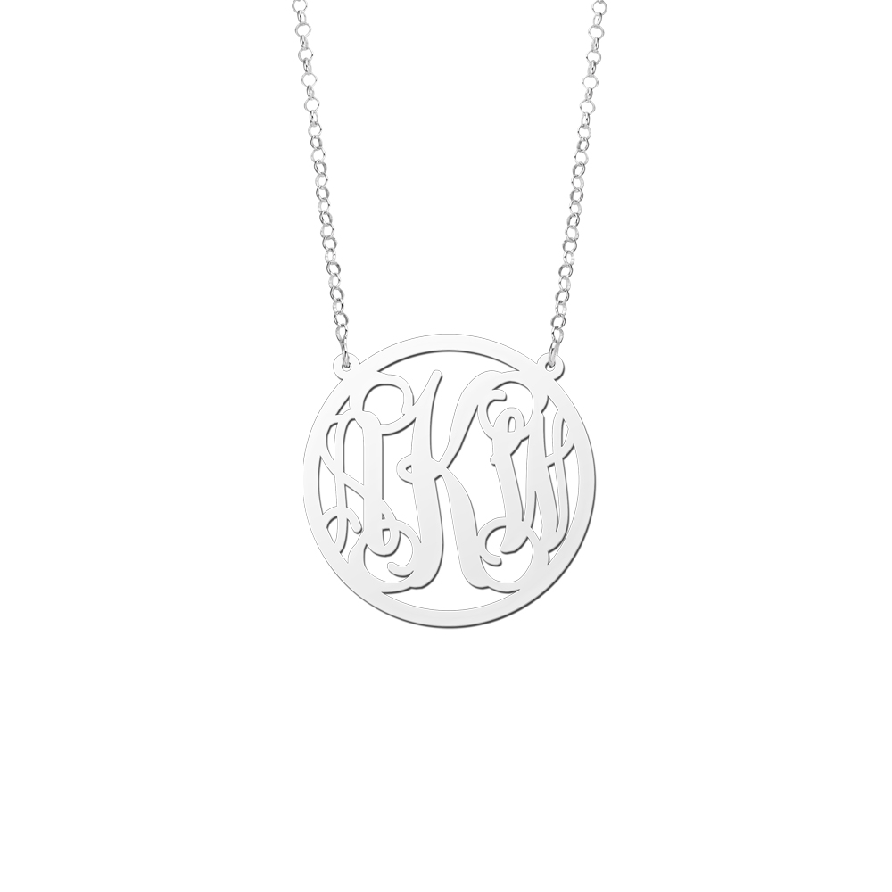 Silver Monogram Necklace with Chain, Large