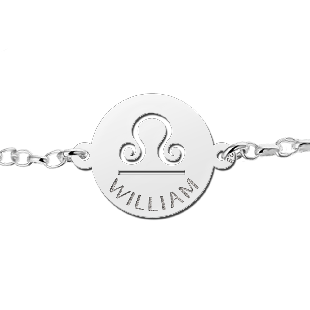 Silver star sign bracelet round Libra