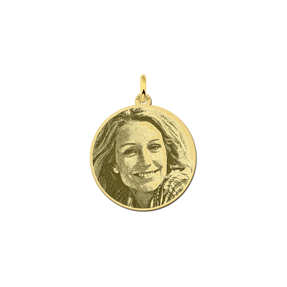 Gold photo necklace round