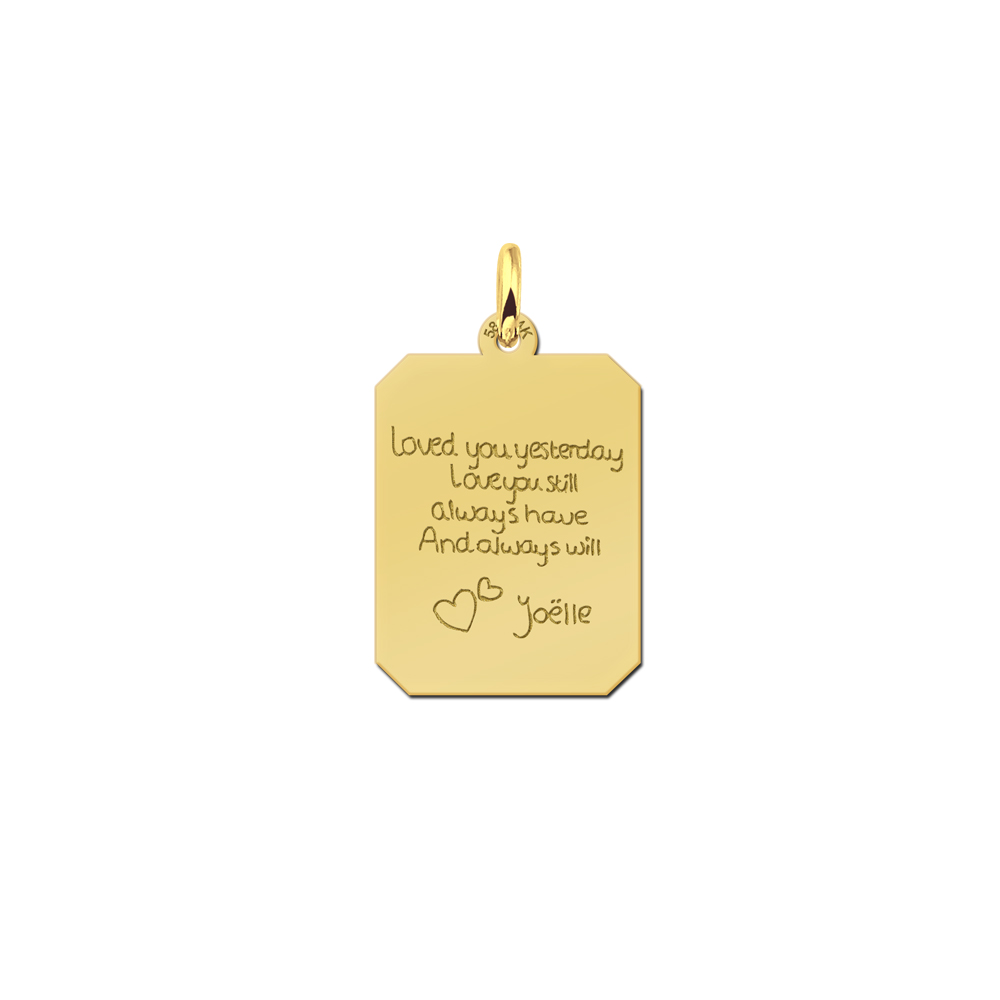 Gold Engraved Pendant with Text