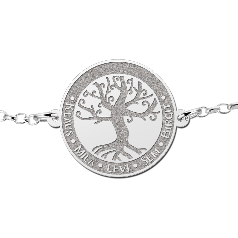Silver tree of life bracelet with engraving