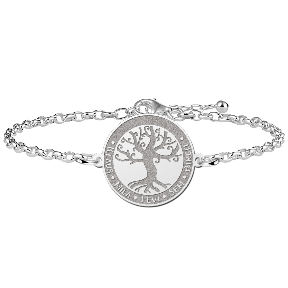 Silver tree of life bracelet with engraving