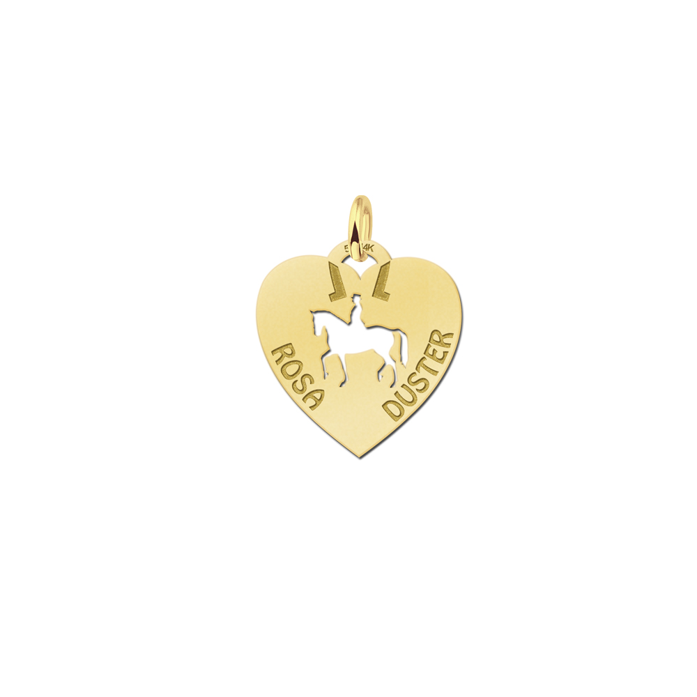 Golden Pet Namependant Heart Horsebackrider