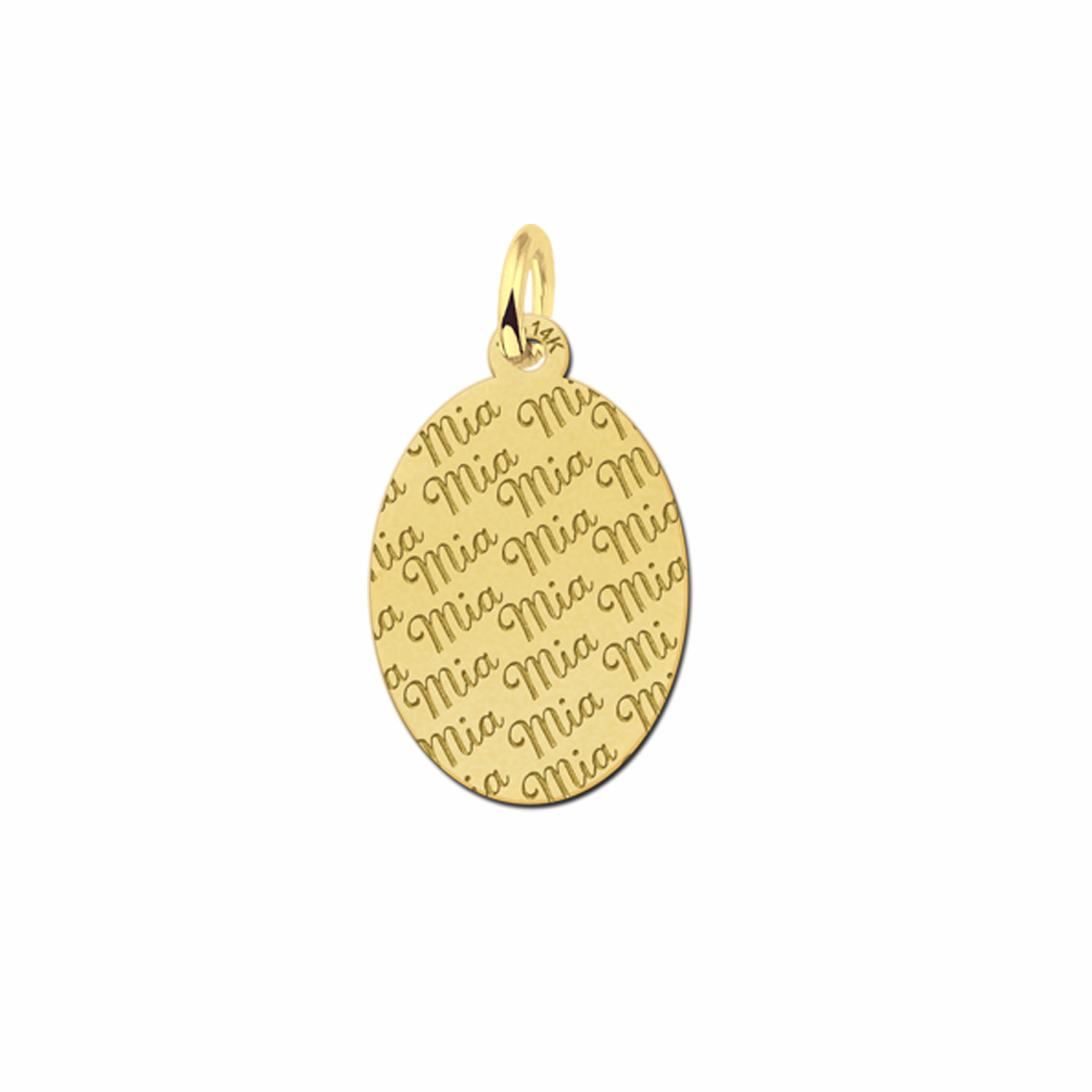 Gold Oval Necklace Engraved