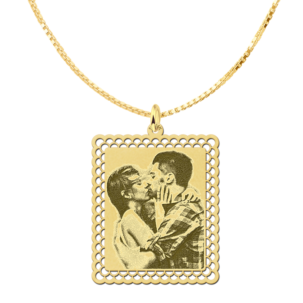 Photo necklace rectangle gold