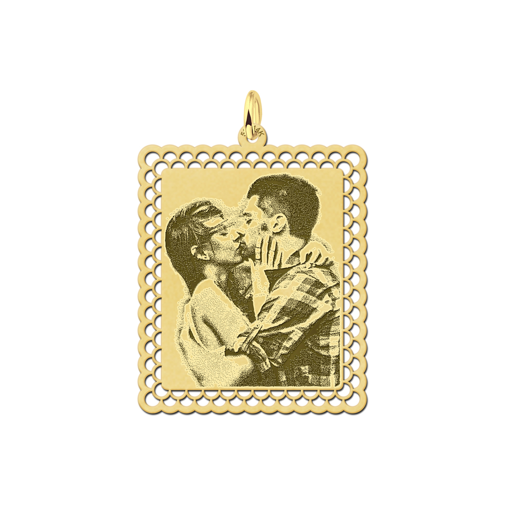 Photo necklace rectangle gold